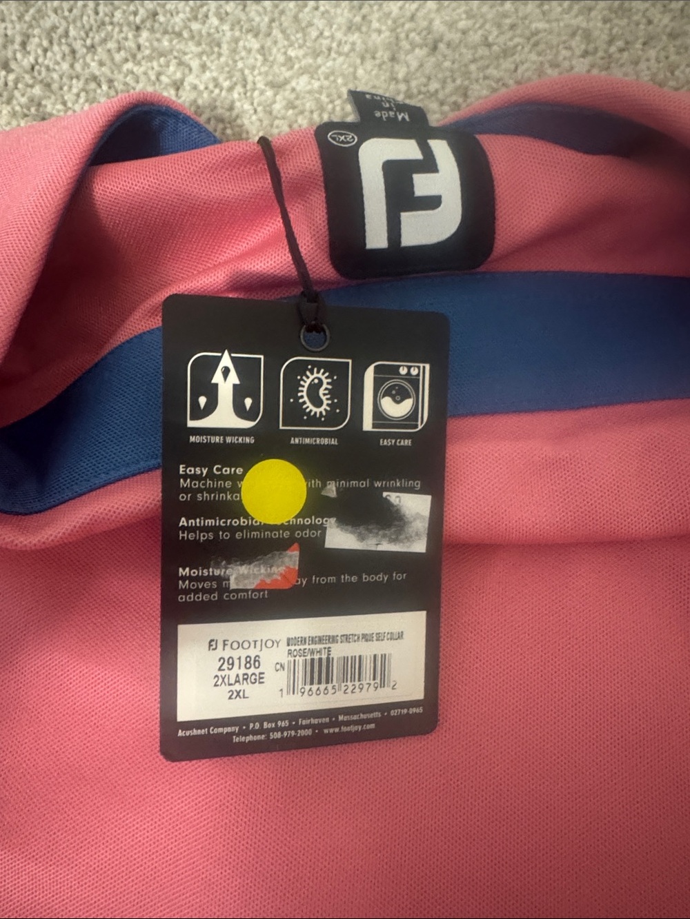 NWT FootJoy Pink & White Golf Polo Shirt - Picture 5 of 7